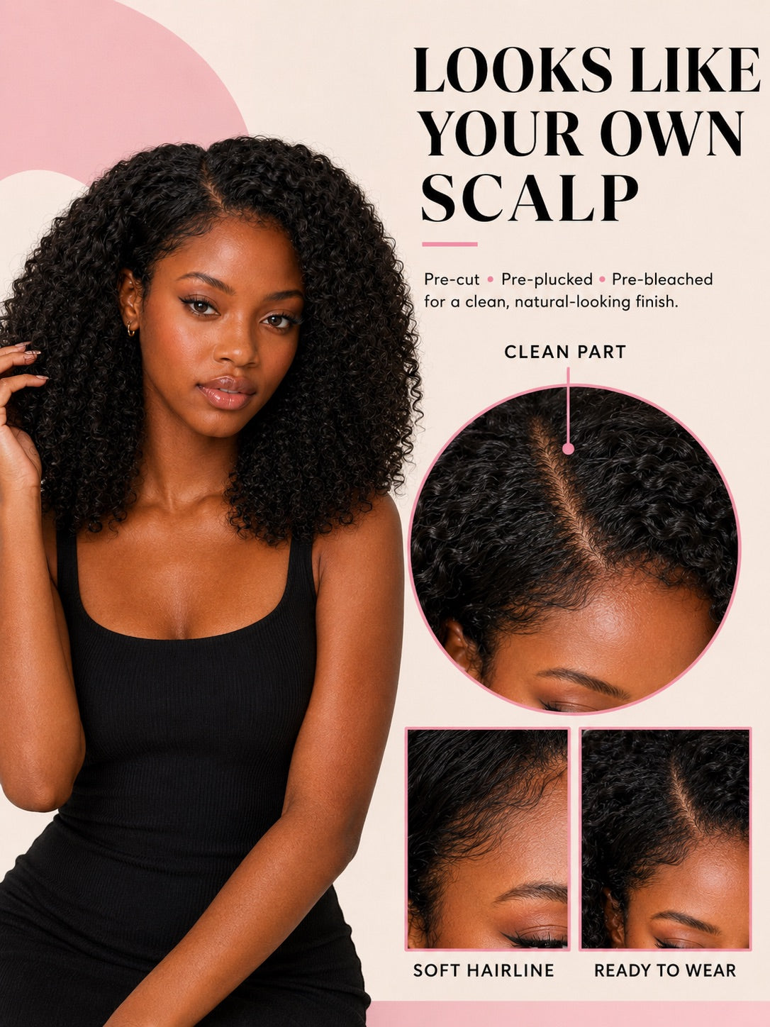 Signature Kinky Curly Wig Bye-Bye Slip Glueless Human Hair Wig Natural Texture Defined Coils Full-Bodied Volume Beginner Friendly