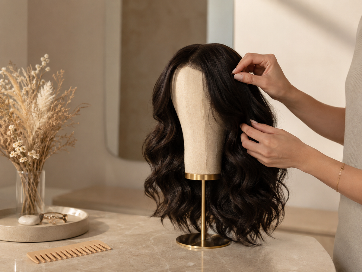 Woman wearing TressVeil hair in an everyday setting