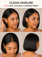 Signature Bob Wig Bye-Bye Slip Glueless Human Hair Wig Pre-Cut Sleek Face-Framing Natural Black Short Bob Beginner Friendly Everyday Wear