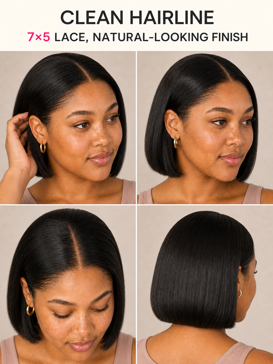 Signature Bob Wig Bye-Bye Slip Glueless Human Hair Wig Pre-Cut Sleek Face-Framing Natural Black Short Bob Beginner Friendly Everyday Wear