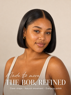 Signature Bob Wig Bye-Bye Slip Glueless Human Hair Wig Pre-Cut Sleek Face-Framing Natural Black Short Bob Beginner Friendly Everyday Wear
